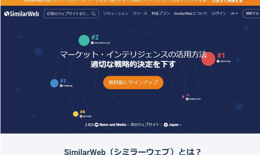 SimilarWebトップページのキャプチャ画像